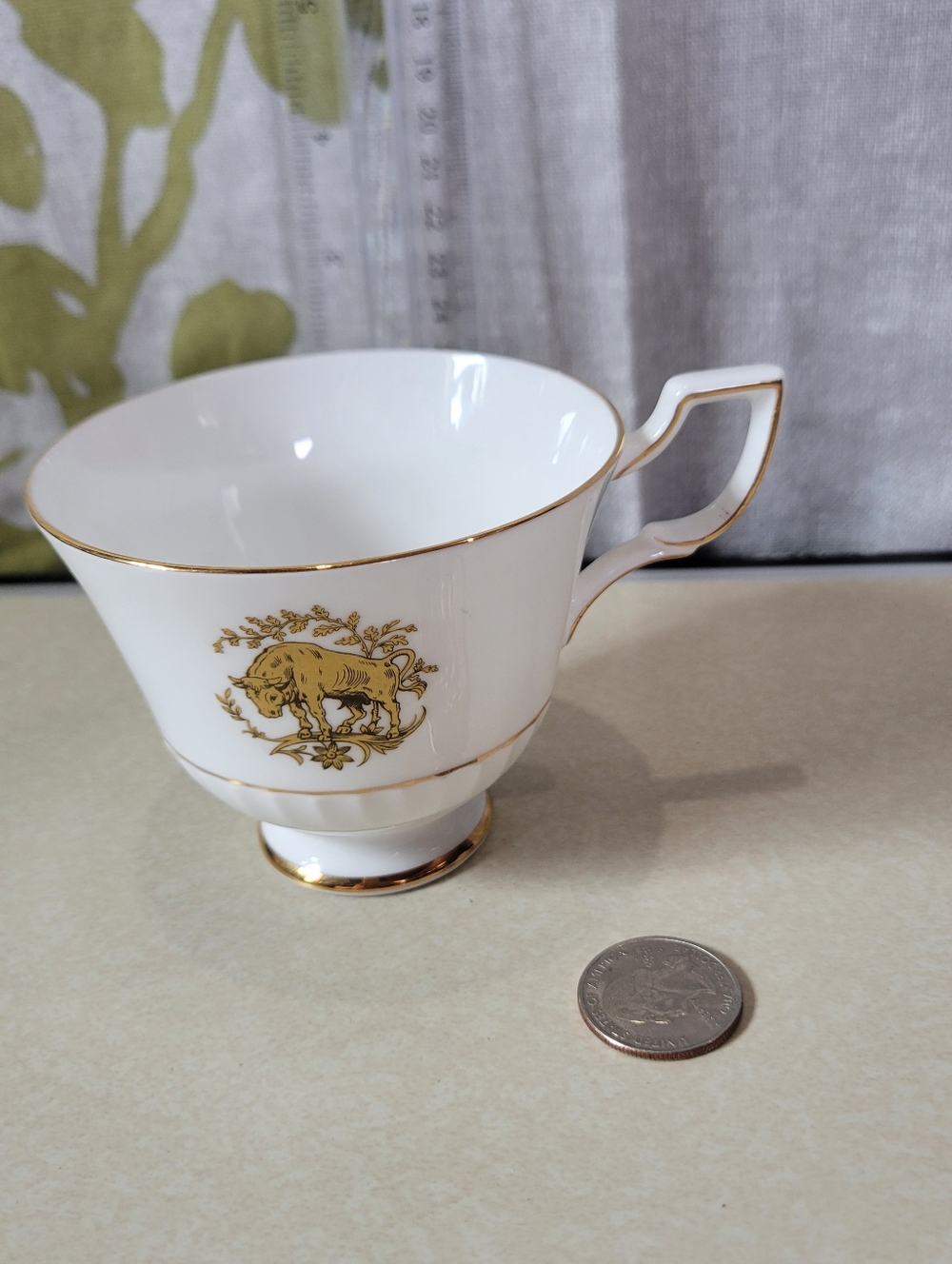 Taurus Tuscan Fine English Bone China Teacup with Gold Trim